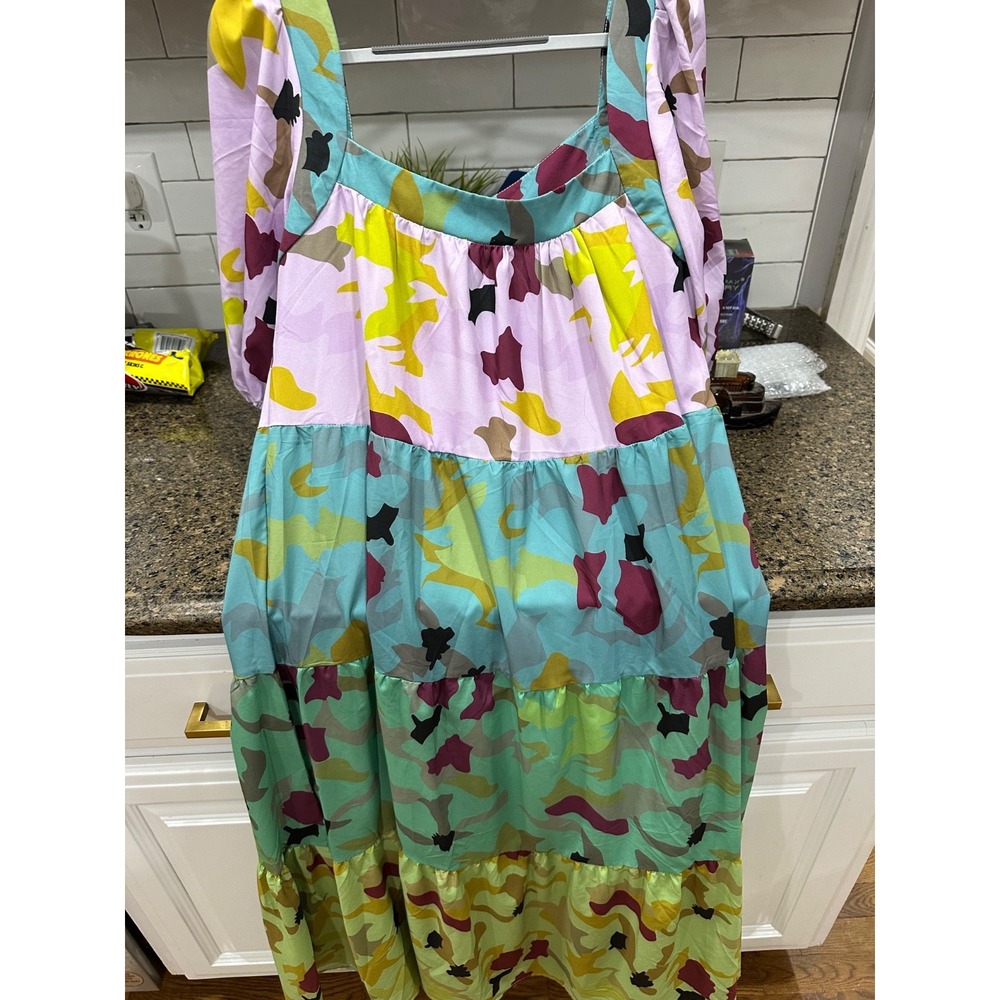 Sunday Up Multicolored Maxi Dress With Ruffles Medium